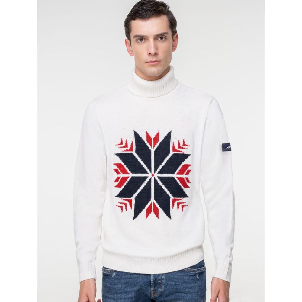 HECHTER PARIS ROLLNECK MEN WHITE SWEATER